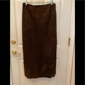 Lord & Taylor soft suede leather brown midi skirt 10